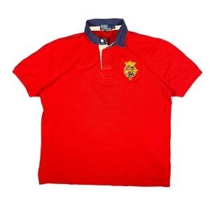 Polo Ralph Lauren Rugby Shirt Red XL Crest Logo Short Sleeve Collared Mens